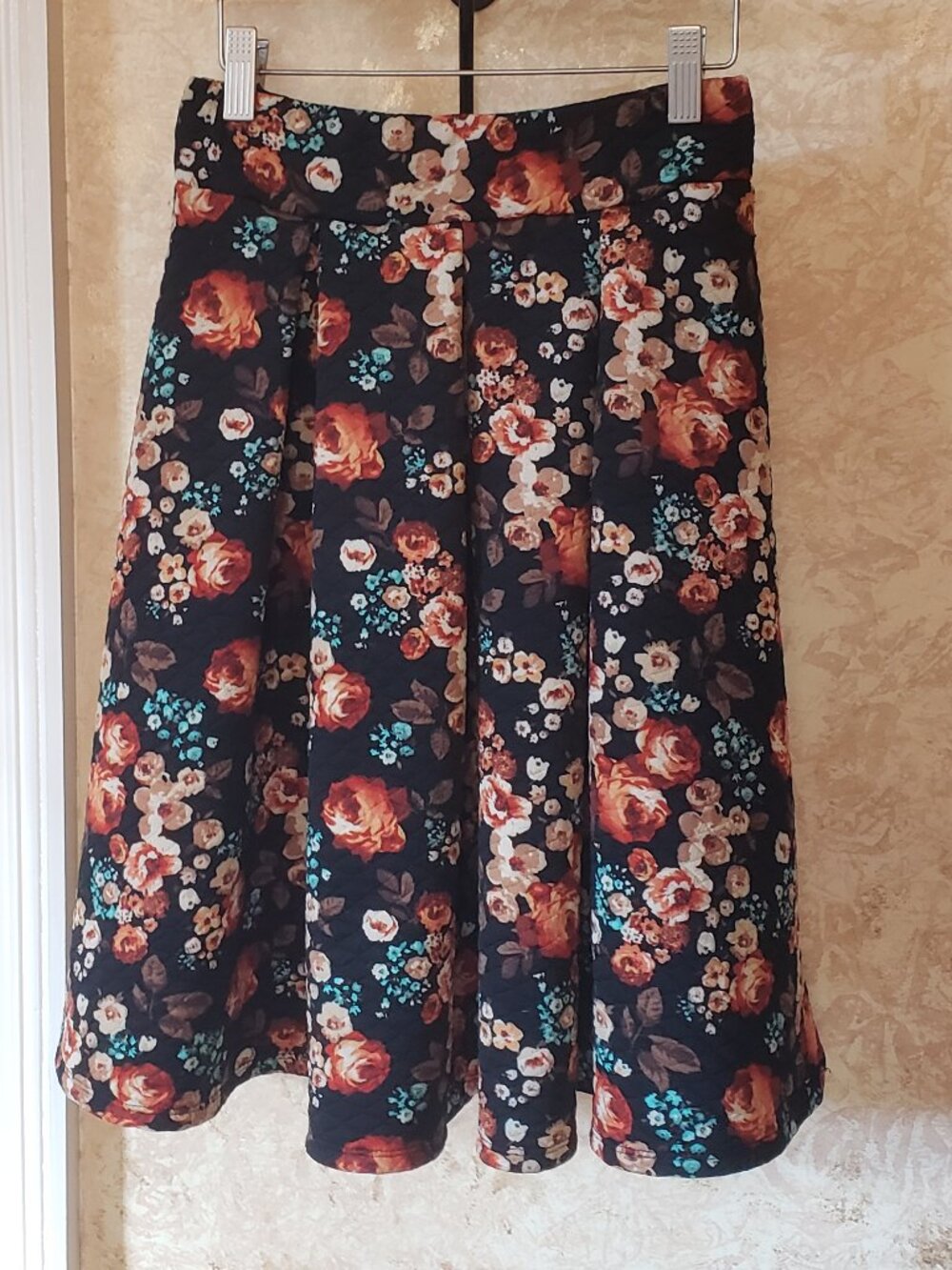 Autumnal Floral quilted A-line skirt
